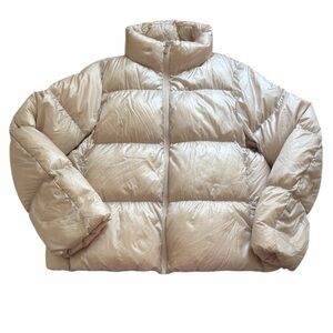 Uniqlo Shiny Cream High-Neck Puffer Jacket